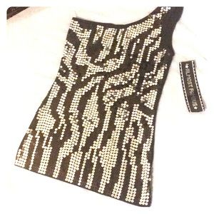 NWT Almost Famous Zebra Print Sequin One Shoulder